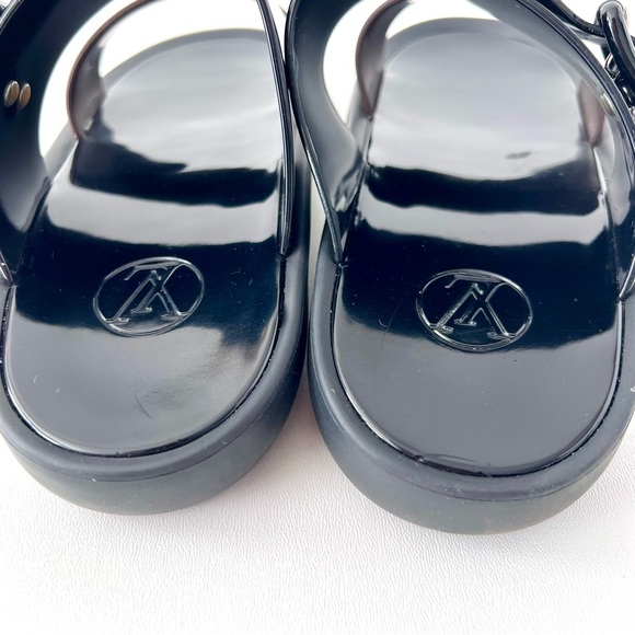 LOUIS VUITTON | Sunbath Slide LV Brown Monogram Logo Canvas Black Rubber EU 39 - Picture 6 of 10